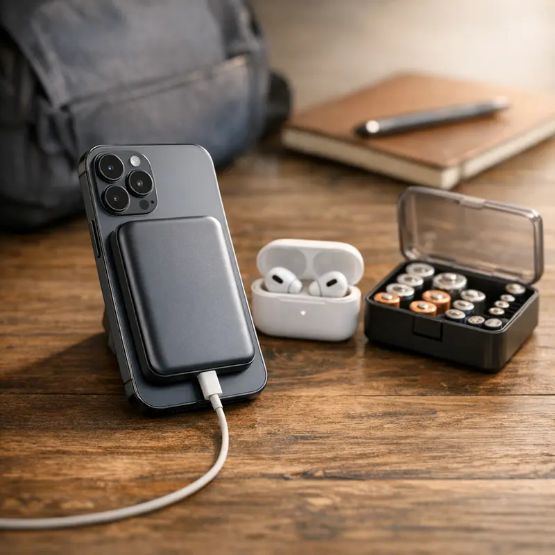 Curated portable hygiene and travel gear arranged for a streamlined, stress-free journey.