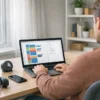 Person working at a bright, organized home office desk with time-blocked calendar, timer, and minimal distractions.
