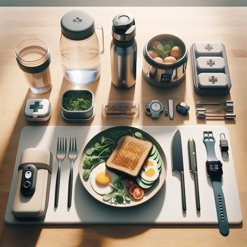 A calm, sunlit space with water, a made bed, and running shoes ready—visual shorthand for daily non-negotiable essentials.